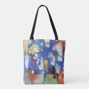 Lying Bull by Franz Marc, Vintage Cubism Art Tote Bag