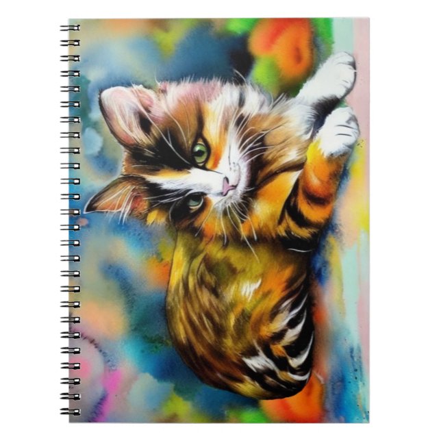 Lying cat illustration | colorful acrylic style -  notebook (Front)