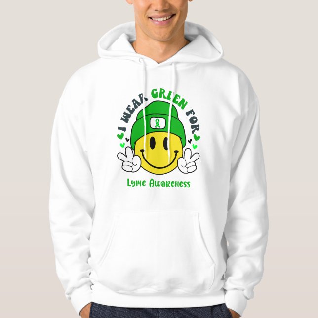Lyme Awareness Ribbon Support Gifts Hoodie (Front)