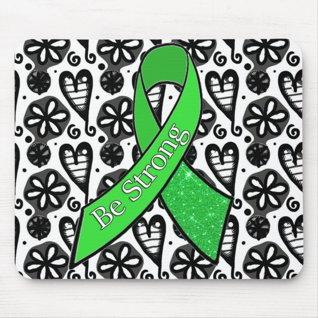 Lyme Disease Awareness Be Strong Ribbon Mouse Pad (Front)