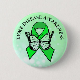 Lyme Disease Awareness Butterfly Ribbon 6 Cm Round Badge