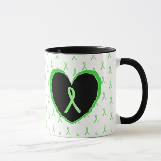 Lyme Disease Awareness Coffee Mug with Lyme ribbon (Right)
