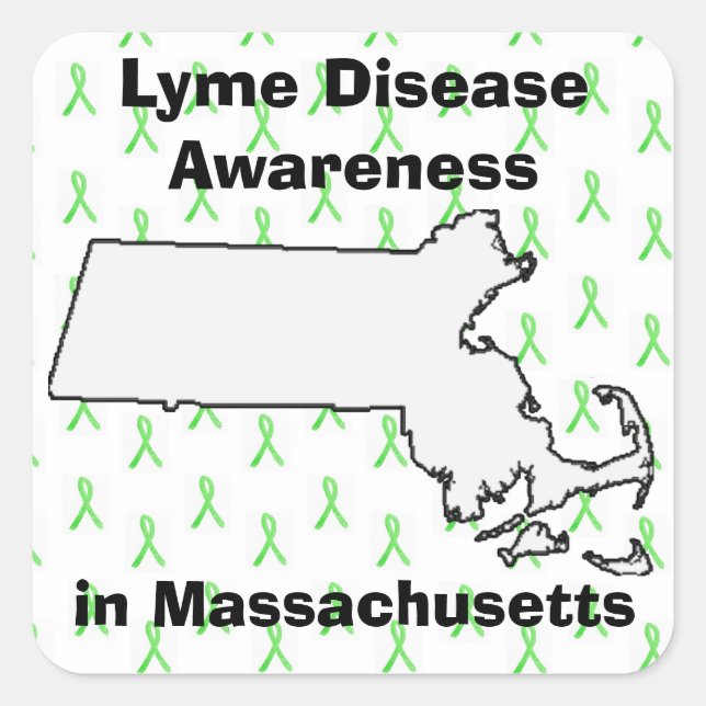 Lyme Disease Awareness in Massachusetts Square Sticker (Front)