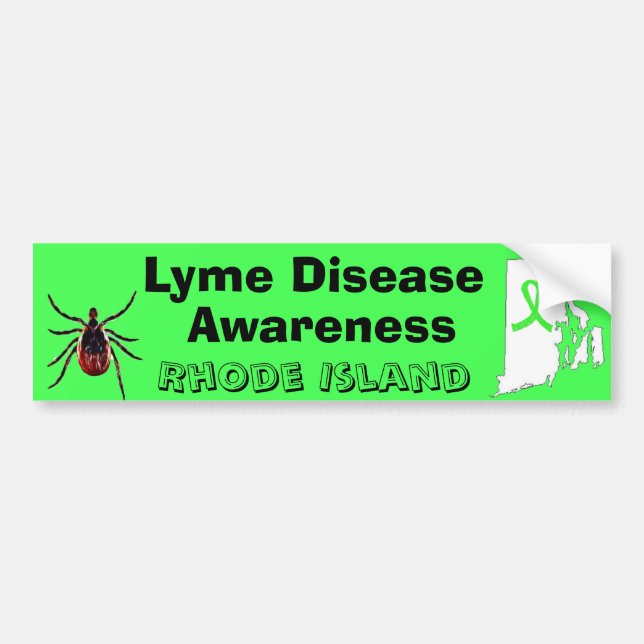 Lyme Disease Awareness Rhode Island Bumper Sticker (Front)