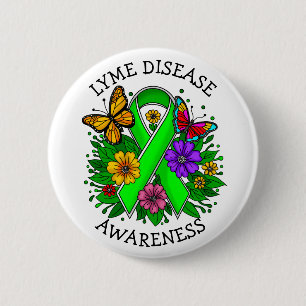 Lyme Disease Awareness Ribbon 6 Cm Round Badge