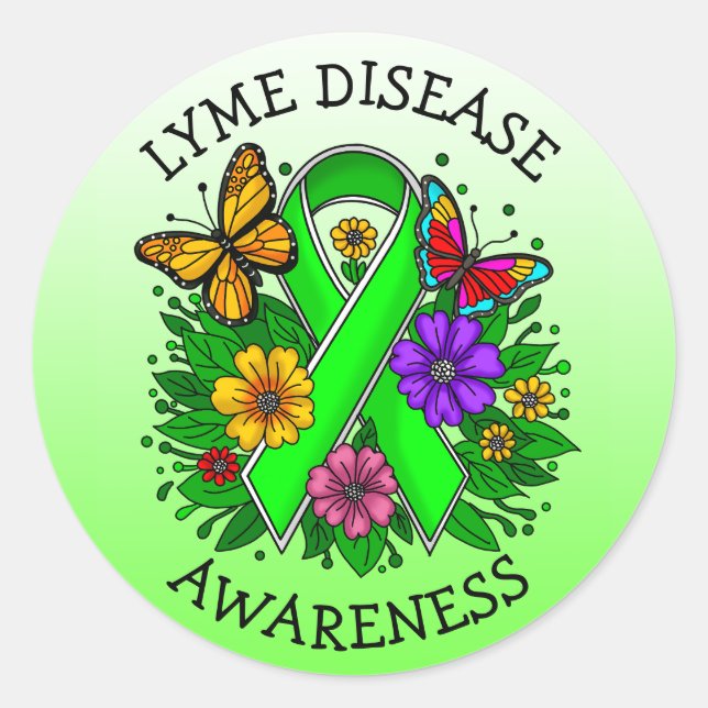 Lyme Disease Awareness Ribbon Classic Round Sticker (Front)