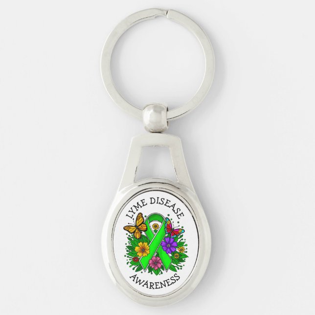 Lyme Disease Awareness Ribbon Key Ring (Front)