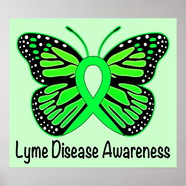 Lyme Disease Butterfly Awareness Ribbon Poster (Front)