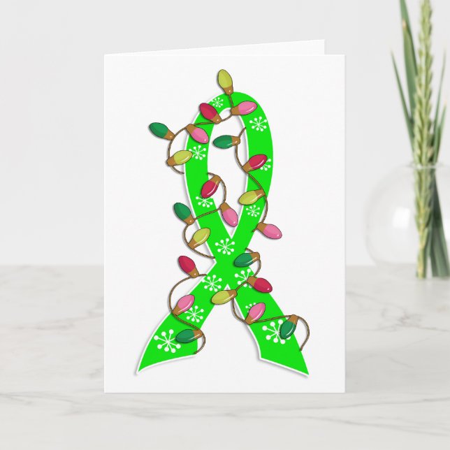 Lyme Disease Christmas Lights Ribbon Holiday Card (Front)