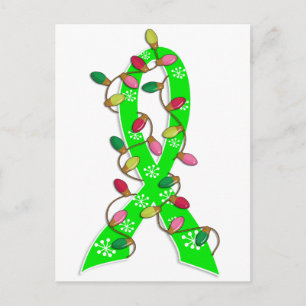 Lyme Disease Christmas Lights Ribbon Holiday Postcard