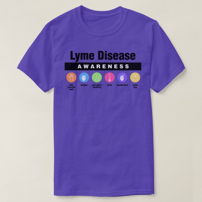 Lyme Disease Disability Awareness Symptoms T-Shirt (Design Front)