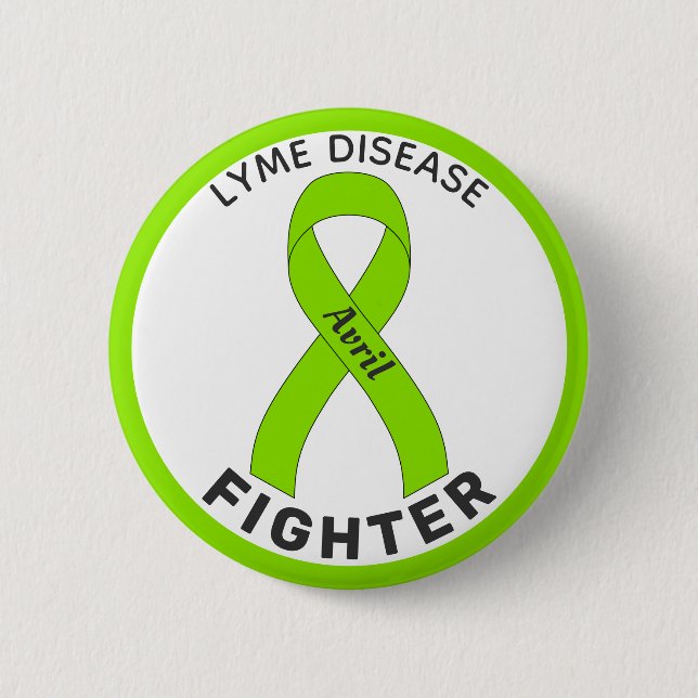 Lyme Disease Fighter Ribbon White Button (Front)