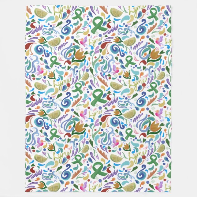 Lyme Disease Heart Awareness Blanket Green Ribbon (Front)