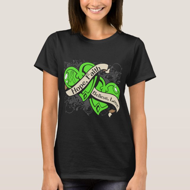 Lyme Disease Hope Faith Dual Hearts T-Shirt (Front)