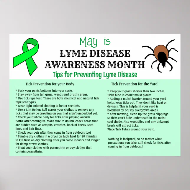 Lyme Disease Prevention Educational Poster | Zazzle