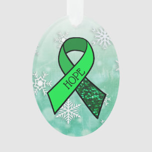 Lyme Disease Ribbon and Butterfly Christmas Ornament