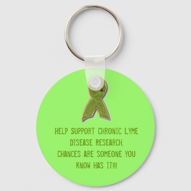 lyme disease ribbon, Help Support Chronic Lyme ... Key Ring (Front)