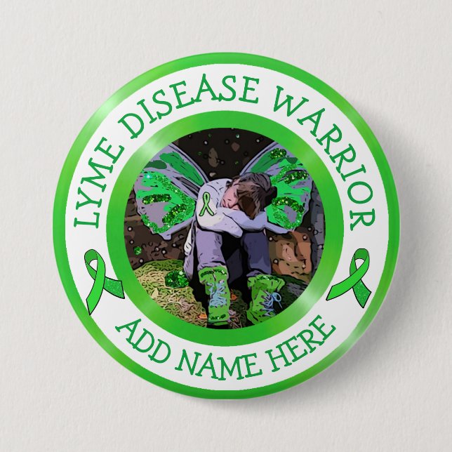 Lyme Disease Warrior  Ribbon Support Button (Front)