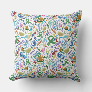 Lyme Heart Awareness Green Ribbon Pillow
