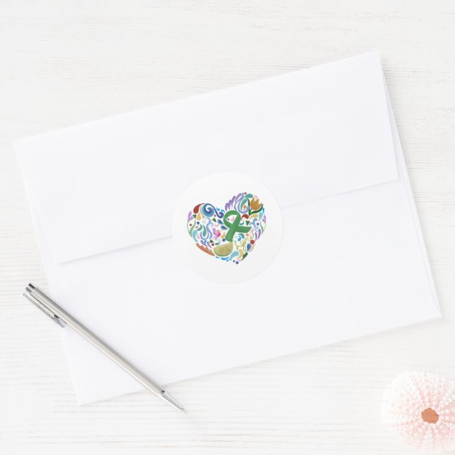 Lyme Lime Awareness Support Sticker Green Ribbon (Envelope)