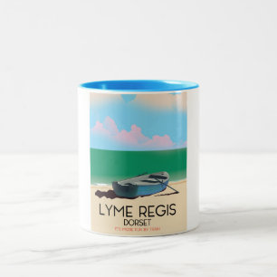 Lyme Regis, dorset Vintage travel poster. Two-Tone Coffee Mug