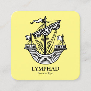 Lymphad (Heraldic Ship) - Black on Light Blue Square Business Card