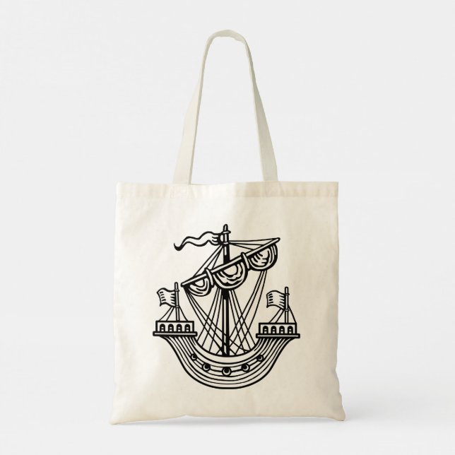 Lymphad (Heraldic Ship) - Black Tote Bag (Back)