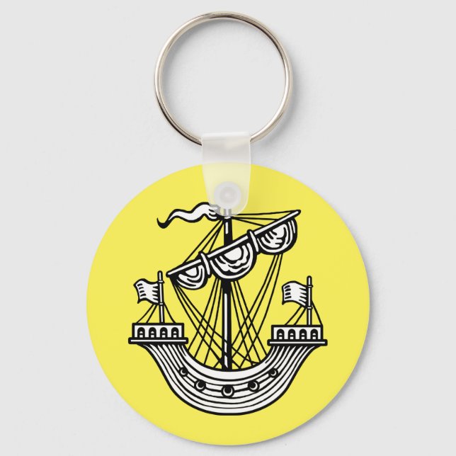Lymphad (Heraldic Ship) - Black Tote Bag Button Ke Key Ring (Front)