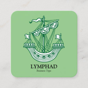 Lymphad (Heraldic Ship) - Forest Green on Sage Square Business Card