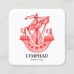 Lymphad (Heraldic Ship) - Red on Black Square Business Card