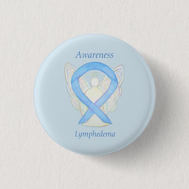 Lymphedema Awareness Angel Ribbon Art Pin (Front)