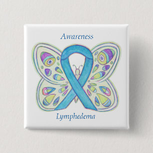 Lymphedema Awareness Ribbon Butterfly Custom Pin