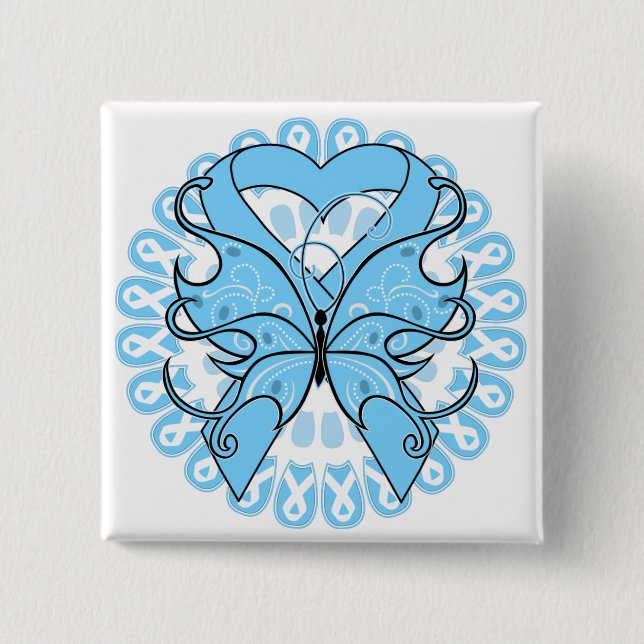 Lymphedema Butterfly Circle of Ribbons 15 Cm Square Badge (Front)