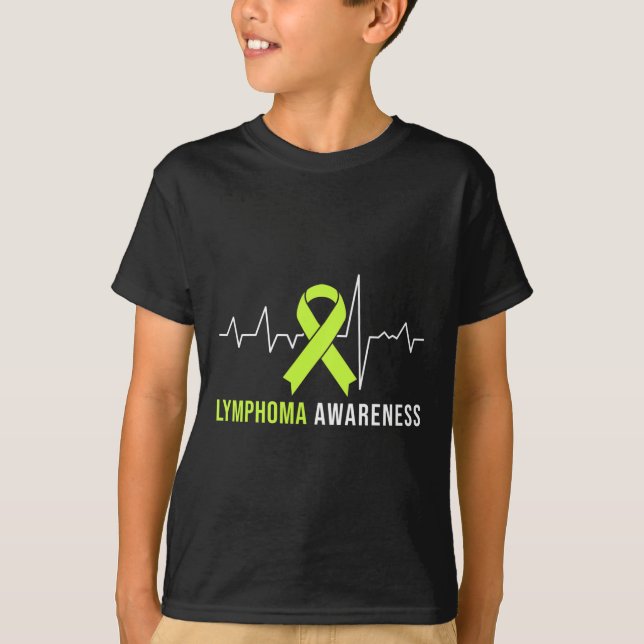 Lymphoma Awareness Heartbeat  T-Shirt (Front)