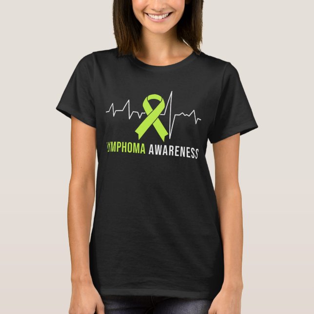 Lymphoma Awareness Heartbeat T-Shirt (Front)