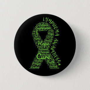 Lymphoma Awareness Lime Green Ribbon With Positiv 6 Cm Round Badge