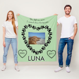 Lymphoma Awareness Paw Print Heart Fleece Blanket