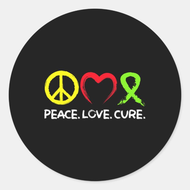 Lymphoma Awareness Peace Love Cure  Classic Round Sticker (Front)