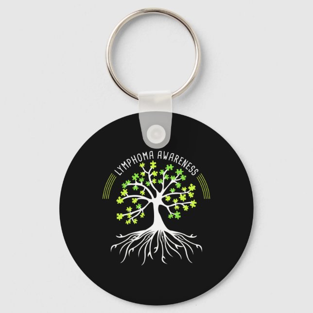 Lymphoma Awareness Tree Puzzle  Key Ring (Front)