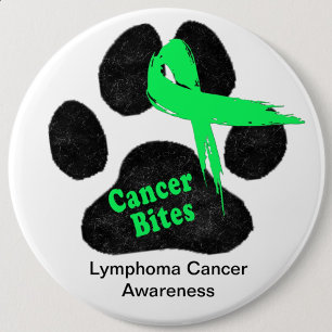 Lymphoma Cancer Dog Paw Print Green Ribbon 3 Cm Round Badge