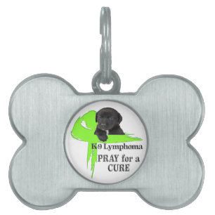 Lymphoma Cancer Green Ribbon Puppy Dog Design Pet Tag