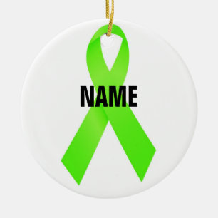 Lymphoma Cancer Memorial Ribbon Ceramic Tree Decoration