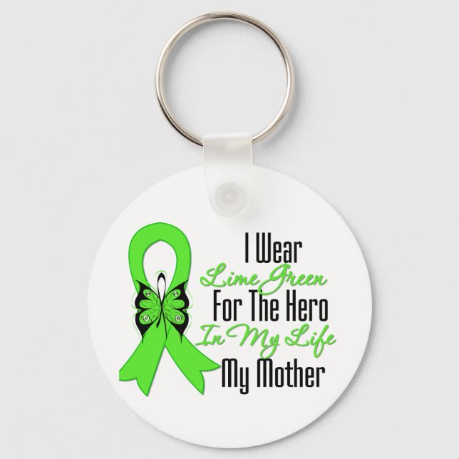 Lymphoma Cancer Ribbon My Hero My Mother Key Ring (Front)