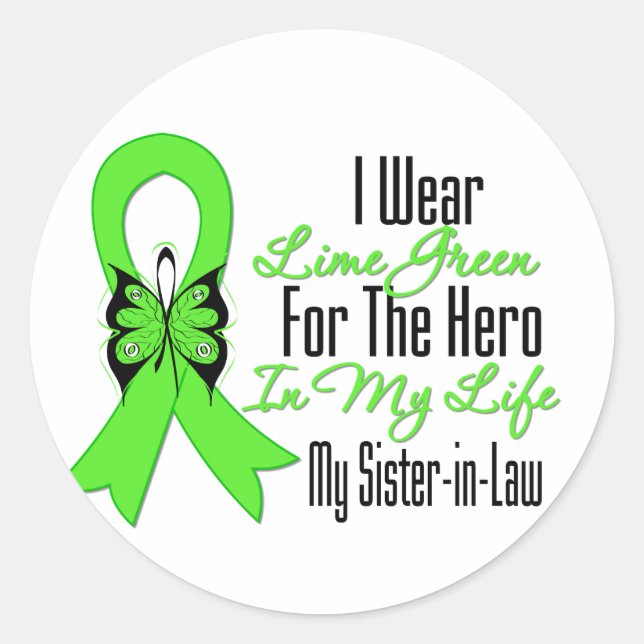 Lymphoma Cancer Ribbon My Hero My Sister in Law Classic Round Sticker (Front)