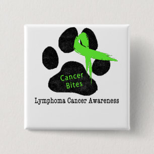 Lymphoma Cancer Ribbon Paw Print Green 15 Cm Square Badge