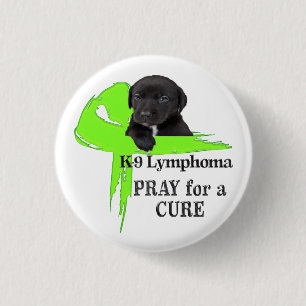 Lymphoma Green Ribbon Puppy Dog Design 3 Cm Round Badge