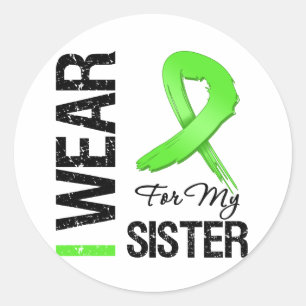 Lymphoma I Wear Lime Green Ribbon For My Sister Classic Round Sticker
