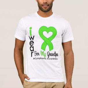 Lymphoma Lime Green Heart Support Grandpa T-Shirt