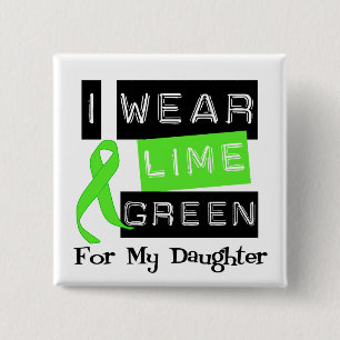 Lymphoma Lime Green Ribbon Daughter 15 Cm Square Badge