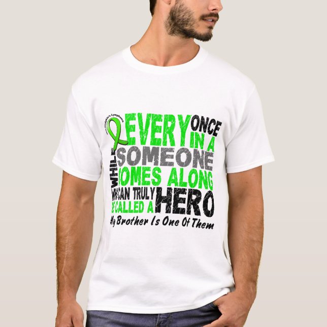 Lymphoma Non-Hodgkins HERO COMES ALONG 1 Brother T-Shirt (Front)